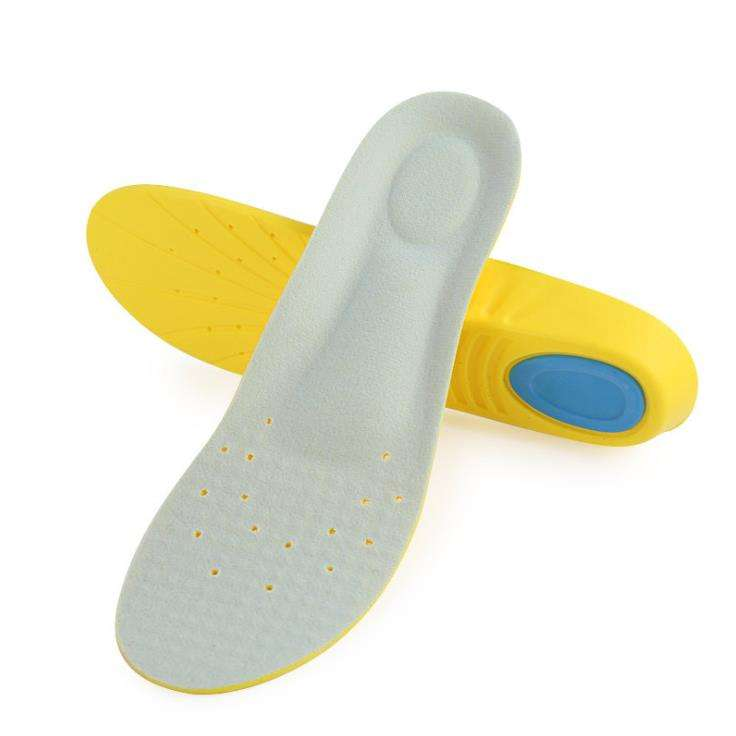 Yellow Super Comfort Diabetic PU Insole Absorption Sneaker Sports Insoles, High Elastic PU Basketball Insole