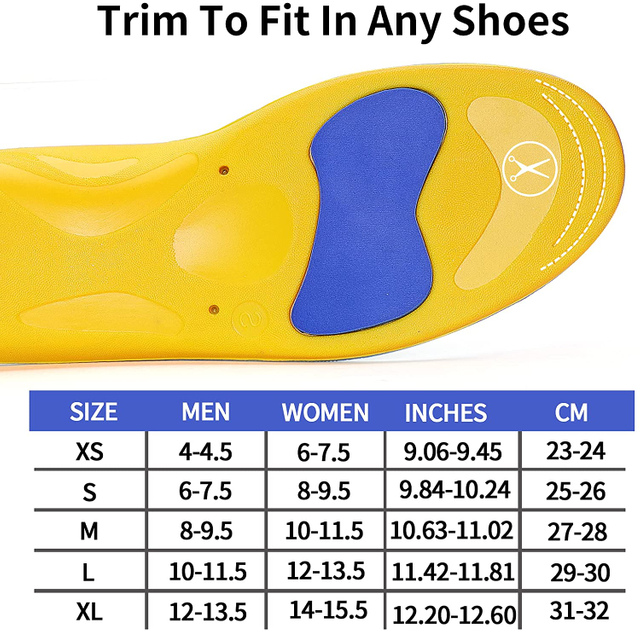 FM-406 Pain Relief Orthotics, Plantar Fasciitis High Arch Support Insoles 